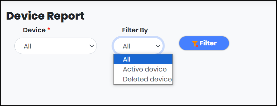 Device Report Filter By drop down - CyLock